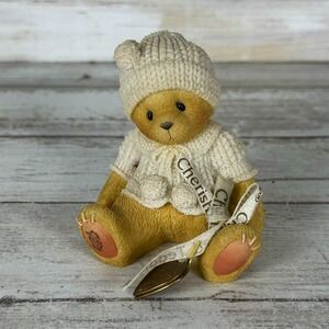 1999 Cherished Teddies‎ "BIANCA" Baby Bear W/ White Sweater & Gold Lockett